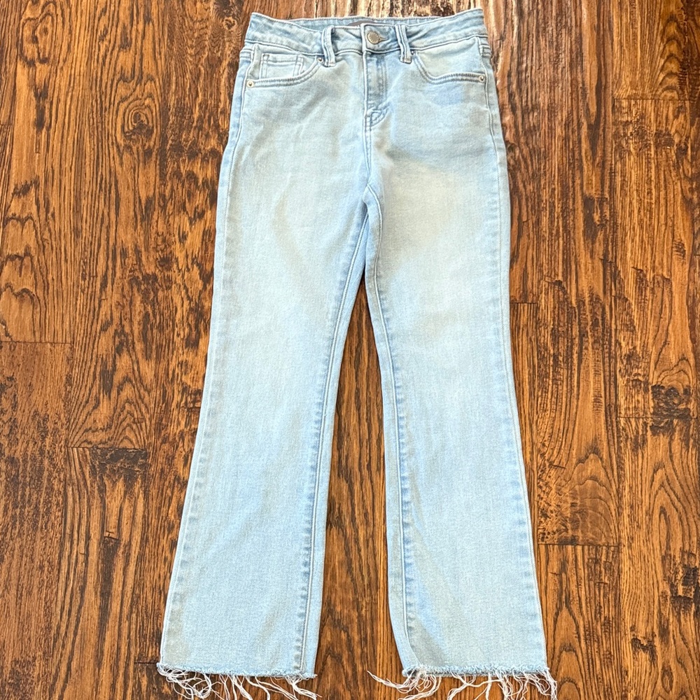 Just USA Light Blue Flare Jeans with Frayed Hem